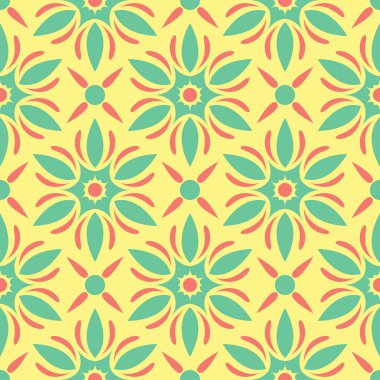 Çiçek seamless modeli. Arka plan duvar kağıtları, Tekstil ve kumaş için pembe ve yeşil çiçek öğeleri ile parlak renkli