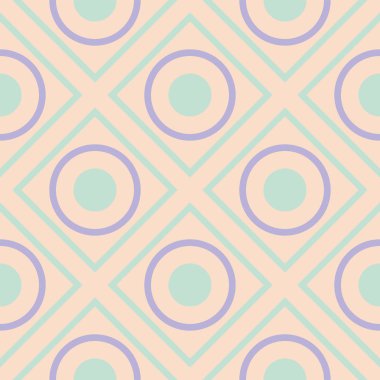 Kesintisiz geometrik bej arka plan mavi ve mor desenli. Duvar kağıtları, Tekstil ve kumaş için
