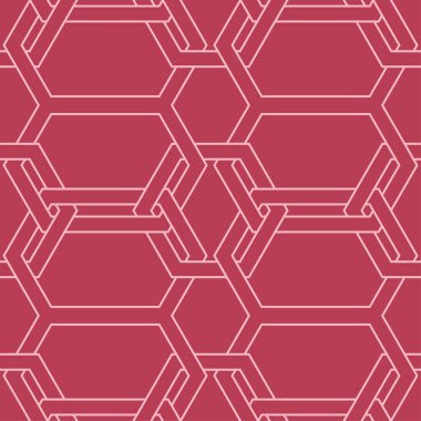 Kırmızı ve soluk pembe geometrik süsleme. Web, Tekstil ve duvar kağıtları için seamless modeli