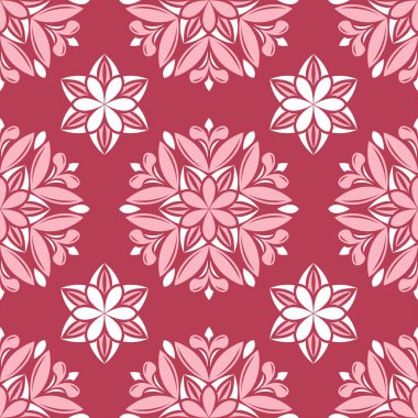 Kırmızı ve bej çiçek arka plan. Renkli Dikişsiz desen duvar kağıtları, Tekstil ve kumaş için