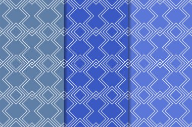 Mavi geometrik süsler. Web, Tekstil ve duvar kağıtları için dikey Dikişsiz desen seti