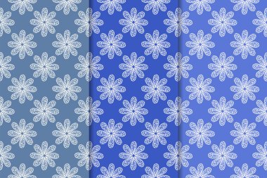 Çiçek süsler kümesi. Mavi dikey Dikişsiz desen. Duvar kağıdı arka plan