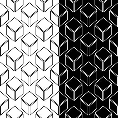Siyah ve beyaz geometrik süsler. Web, Tekstil ve duvar kağıtları için dikişsiz desen seti