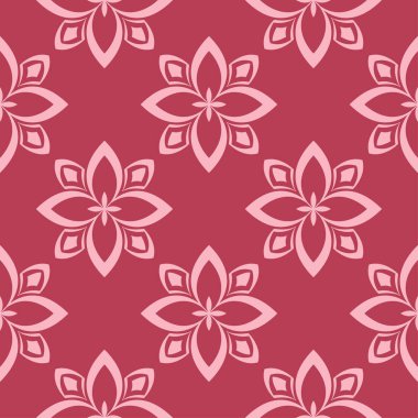 Kırmızı zemin üzerine çiçek süsleme. Tekstil ve duvar kağıtları için seamless modeli