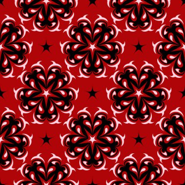 Kırmızı zemin üzerine çiçek seamless modeli. Arka plan duvar kağıtları, Tekstil ve kumaş için