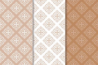 Kahverengi çiçek arka planlar. Tekstil ve duvar kağıtları için dikişsiz desen seti