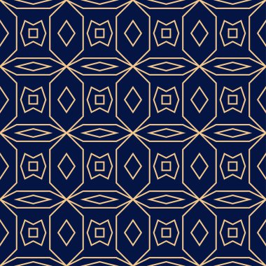 Altın mavi geometrik süsleme. Web, Tekstil ve duvar kağıtları için seamless modeli
