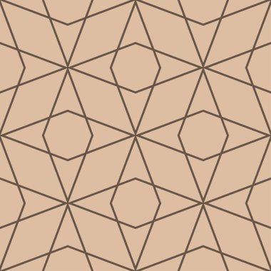 Bej ve kahverengi geometrik süsleme. Web, Tekstil ve duvar kağıtları için seamless modeli
