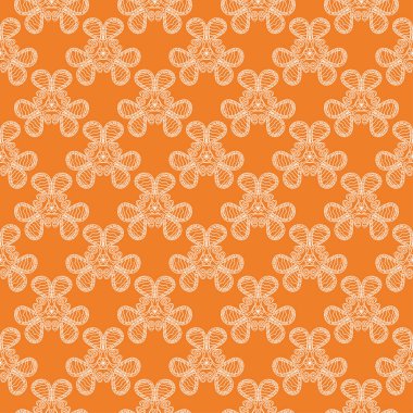 Beyaz çiçek süsleme portakal. Tekstil ve duvar kağıtları için seamless modeli