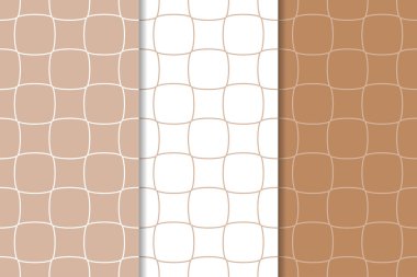 Geometrik süsler kümesi. Kahverengi ve beyaz Dikişsiz desen web, Tekstil ve duvar kağıtları için