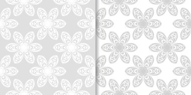 Işık gri çiçek süsler. Tekstil ve duvar kağıtları için dikişsiz desen seti