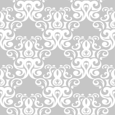 Gri ve beyaz çiçek süsleme. Tekstil ve duvar kağıtları için seamless modeli