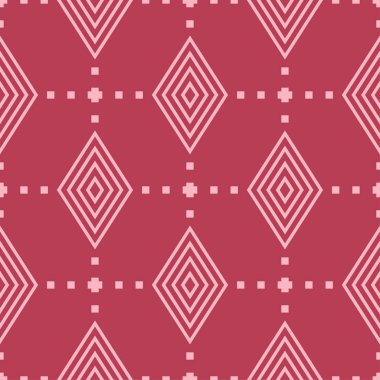 Kırmızı ve soluk pembe geometrik süsleme. Web, Tekstil ve duvar kağıtları için seamless modeli