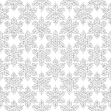 Beyaz arka plan üzerine açık gri çiçek süsleme. Tekstil ve duvar kağıtları için seamless modeli