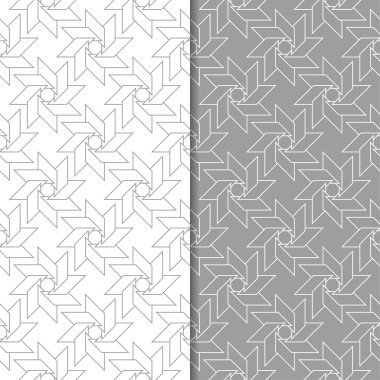Geometrik süsler kümesi. Gri ve beyaz Dikişsiz desen web, Tekstil ve duvar kağıtları için