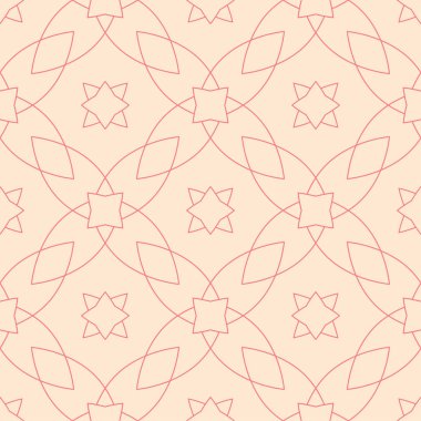 Kırmızı ve bej geometrik süsleme. Web, Tekstil ve duvar kağıtları için seamless modeli