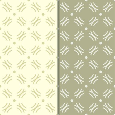 Zeytin yeşili geometrik süsler. Web, Tekstil ve duvar kağıtları için dikişsiz desen seti