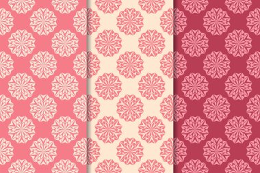 Kiraz kırmızı çiçek desenleri kümesi. Dikey Dikişsiz desen. Duvar kağıdı arka plan