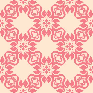 Bej renkli arka plan üzerinde kırmızı çiçekler. Tekstil ve duvar kağıtları için süs seamless modeli