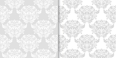 Işık gri çiçek arka planlar. Tekstil ve duvar kağıtları için dikişsiz desen seti