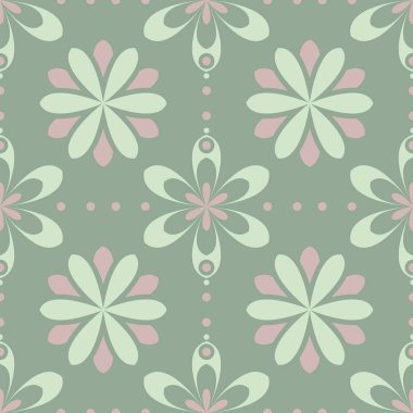 Zeytin yeşili çiçek Dikişsiz desen soluk pembe elemanları ile. Arka plan duvar kağıtları, Tekstil ve kumaş için çiçek tasarımları ile