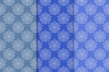 Çiçek desenleri kümesi. Mavi dikey Dikişsiz desen. Duvar kağıdı arka plan