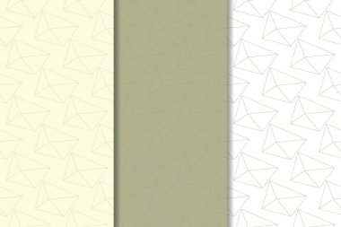 Zeytin yeşili ve beyaz geometrik süsler. Web, Tekstil ve duvar kağıtları için dikey Dikişsiz desen seti