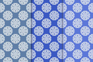 Çiçek desenleri kümesi. Mavi dikey Dikişsiz desen. Duvar kağıdı arka plan