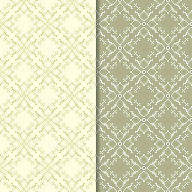 Zeytin yeşili çiçek desenleri. Tekstil ve duvar kağıtları için dikişsiz desen seti