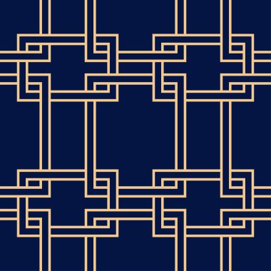 Altın mavi geometrik süsleme. Web, Tekstil ve duvar kağıtları için seamless modeli
