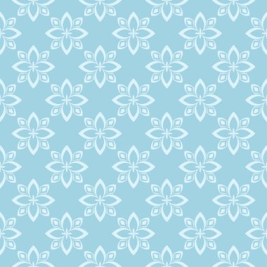 Mavi zemin üzerine beyaz çiçek desenli. Tekstil ve duvar kağıtları için sorunsuz süsleme