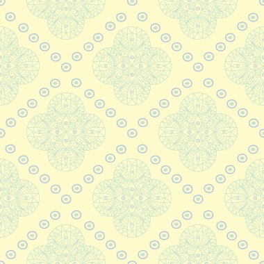 Yeşil ve mavi tasarım ile geometrik bej seamless modeli. Arka plan duvar kağıtları, Tekstil ve kumaş için