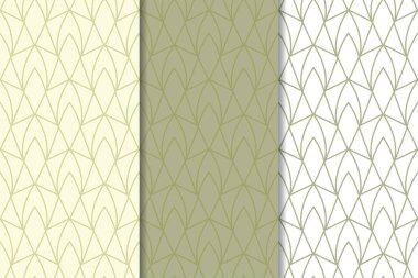 Zeytin yeşili ve beyaz geometrik süsler. Web, Tekstil ve duvar kağıtları için dikey Dikişsiz desen seti