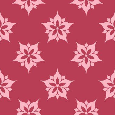 Kırmızı zemin üzerine çiçek süsleme. Tekstil ve duvar kağıtları için seamless modeli