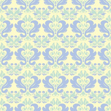 Bej renkli çiçek seamless modeli. Arka plan duvar kağıtları, Tekstil ve kumaş için mavi ve yeşil ışık çiçek öğeleri ile