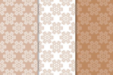 Kahverengi çiçek arka planlar. Tekstil ve duvar kağıtları için dikişsiz desen seti