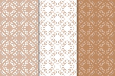 Kahverengi çiçek süsler. Tekstil ve duvar kağıtları için dikey Dikişsiz desen seti