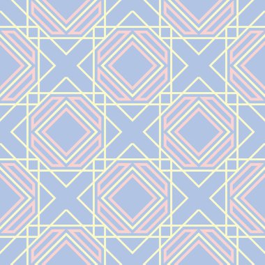 Geometrik seamless modeli. Soluk mavi arka plan bej ve pembe öğeler duvar kağıtları, Tekstil ve kumaş için
