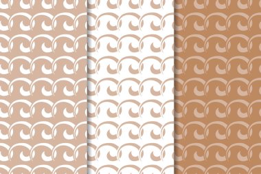 Kahverengi ve beyaz geometrik süsler. Web, Tekstil ve duvar kağıtları için dikişsiz desen seti