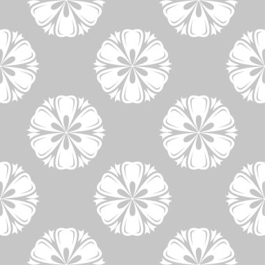 Gri ve beyaz çiçek süsleme. Tekstil ve duvar kağıtları için seamless modeli