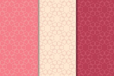 Kiraz kırmızısı geometrik süsler. Web, Tekstil ve duvar kağıtları için dikey Dikişsiz desen seti