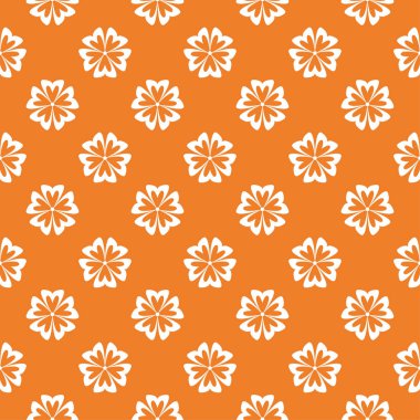 Beyaz çiçek süsleme portakal. Tekstil ve duvar kağıtları için seamless modeli