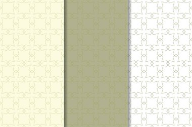 Web, Tekstil ve duvar kağıtları için dikey Dikişsiz desen zeytin yeşil ve beyaz geometrik dizi