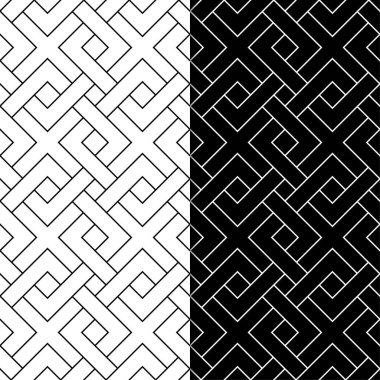 Siyah ve beyaz geometrik yazdırır. Web, Tekstil ve duvar kağıtları için dikişsiz desen seti