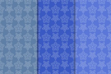 Çiçek süsler kümesi. Mavi dikey Dikişsiz desen. Duvar kağıdı arka plan