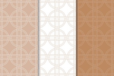 Kahverengi ve beyaz geometrik süsler. Web, Tekstil ve duvar kağıtları için dikişsiz desen seti
