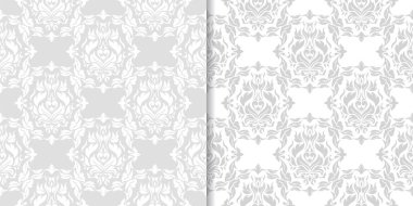 Işık gri çiçek süsler. Tekstil ve duvar kağıtları için dikişsiz desen seti