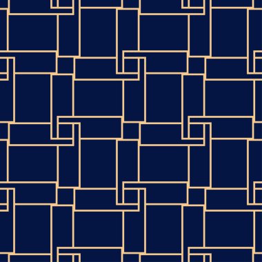 Altın mavi geometrik süsleme. Web, Tekstil ve duvar kağıtları için seamless modeli