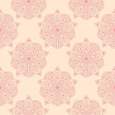 Bej renkli arka plan üzerinde kırmızı çiçek tasarım. Tekstil ve duvar kağıtları için seamless modeli