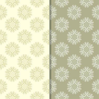 Zeytin yeşili çiçek arka planlar. Tekstil ve duvar kağıtları için dikişsiz desen seti